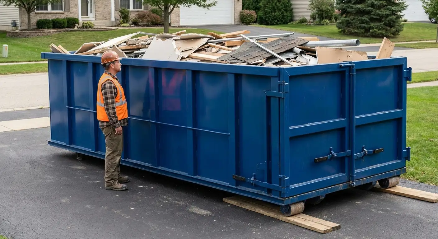 Dumpster loaded correctly to avoid overage fees in Fargo, ND