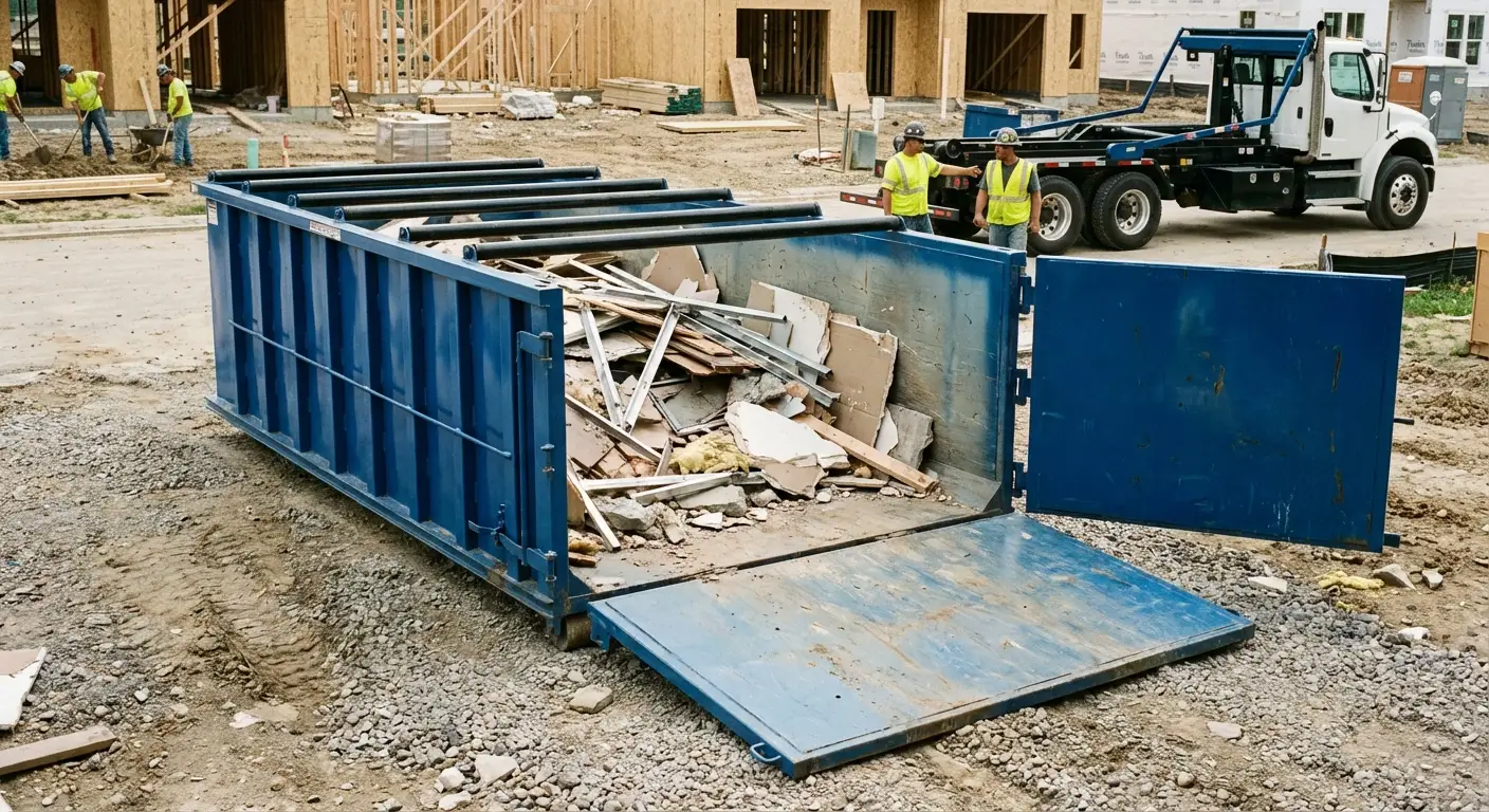 Dumpster with walk-in loading door in Fargo, ND