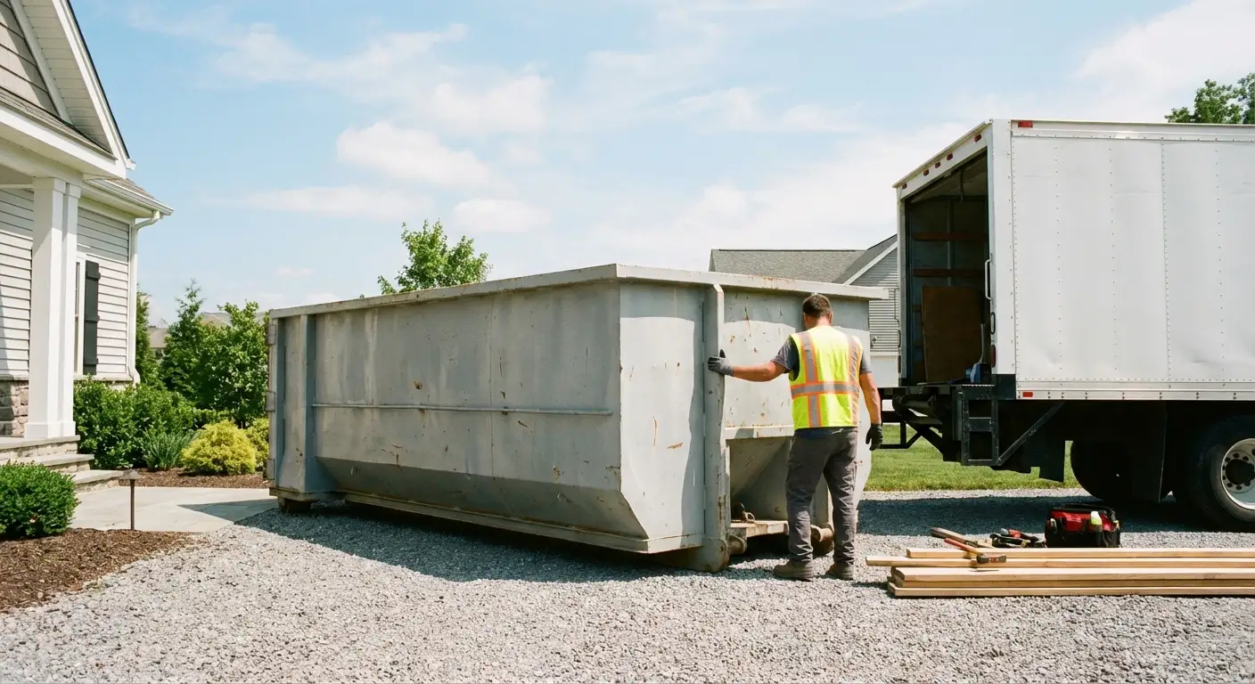 Roll-off dumpster dimensions and footprint visualization in Fargo, ND