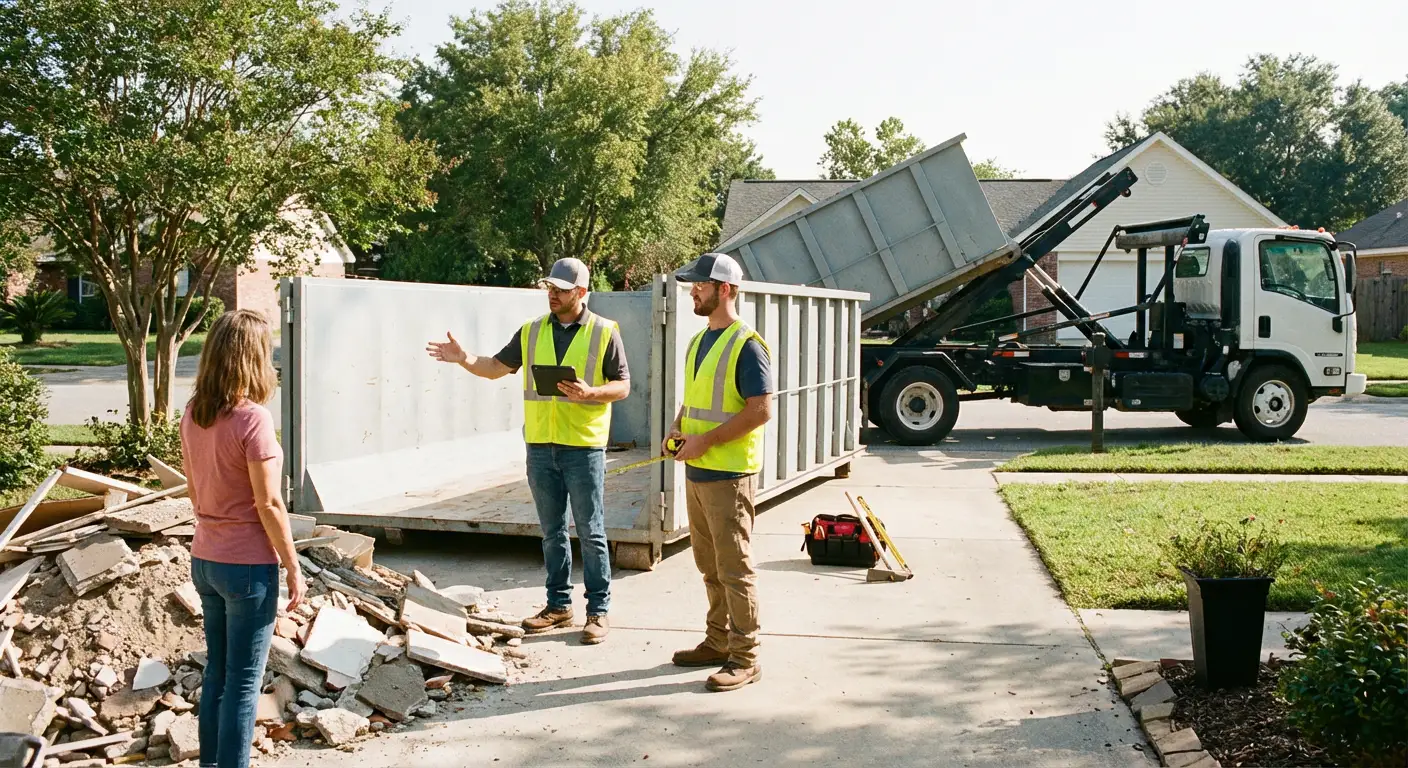 F-M Roll-Off Service dumpster delivery truck in Fargo, ND