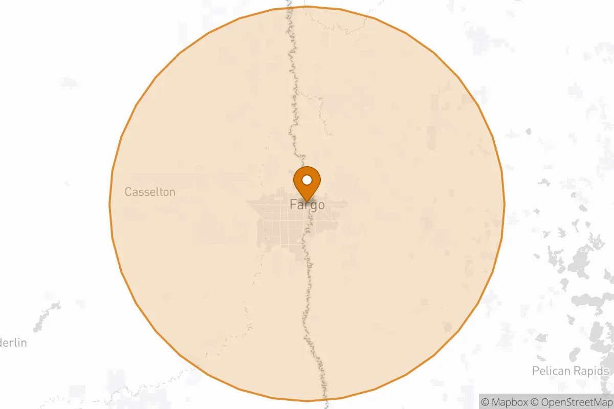 service area service area map in Fargo, ND